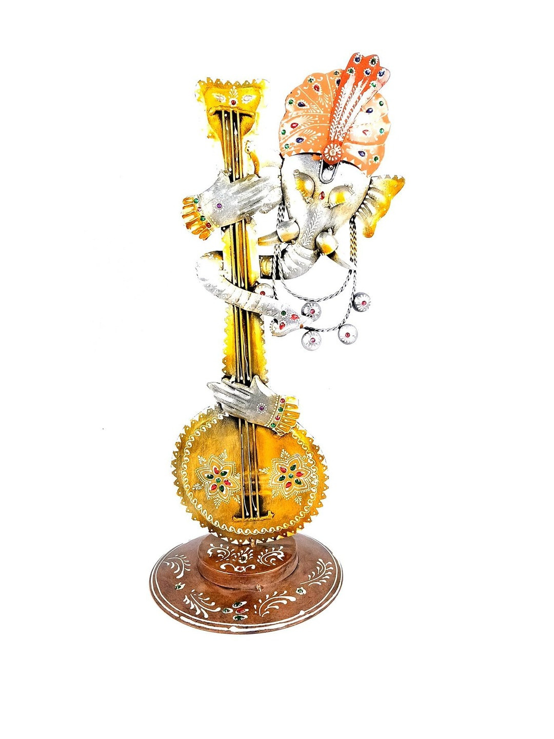 apka mart Ganesha Playing Sitar Iron Showpiece