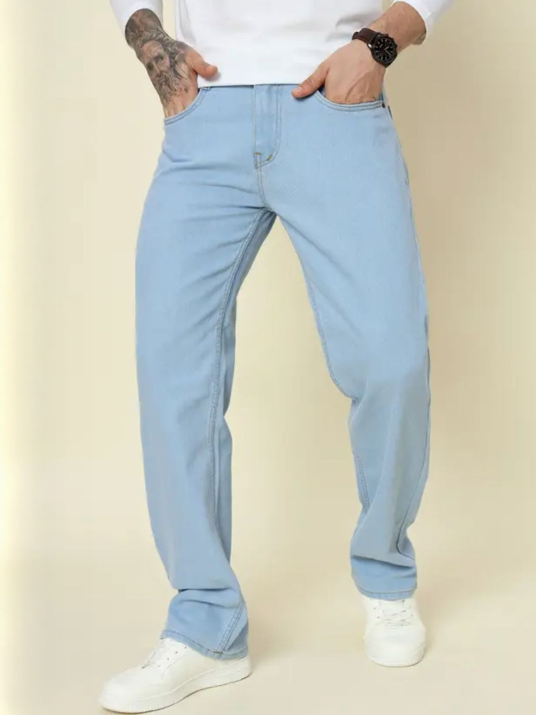 MaverIQ Men Classic Baggy Mid-Rise Stretchable Jeans