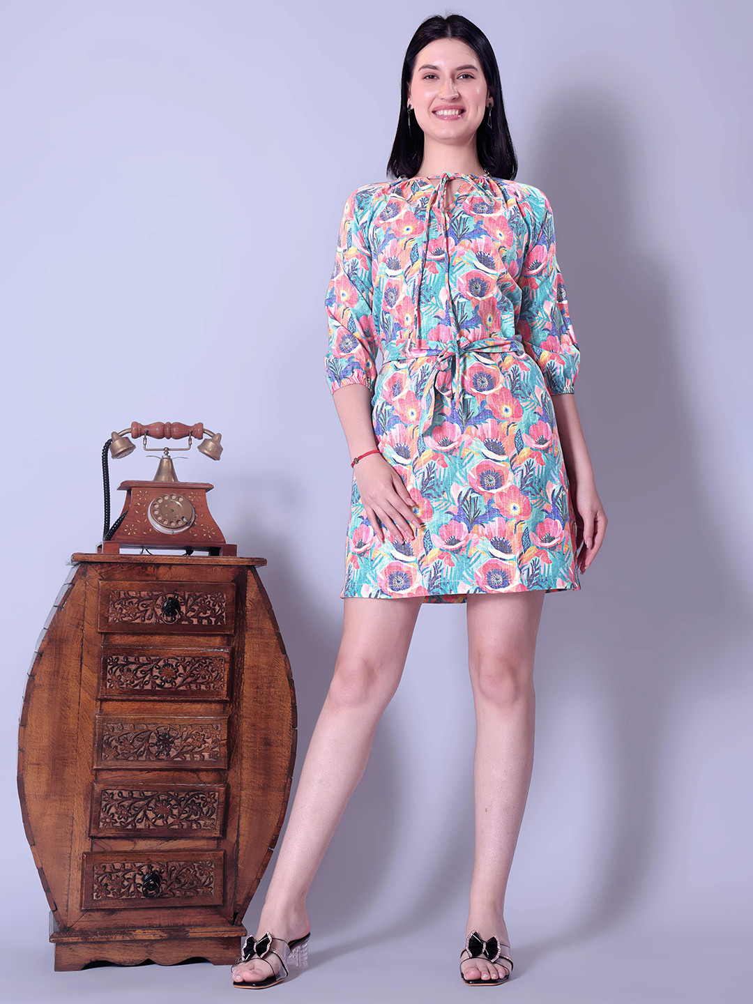 Dot Shine Women Fit & Flare Cotton Dress