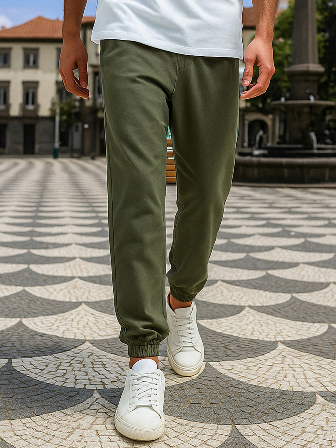Bewakoof Men Winter Moss Green Oversized Joggers