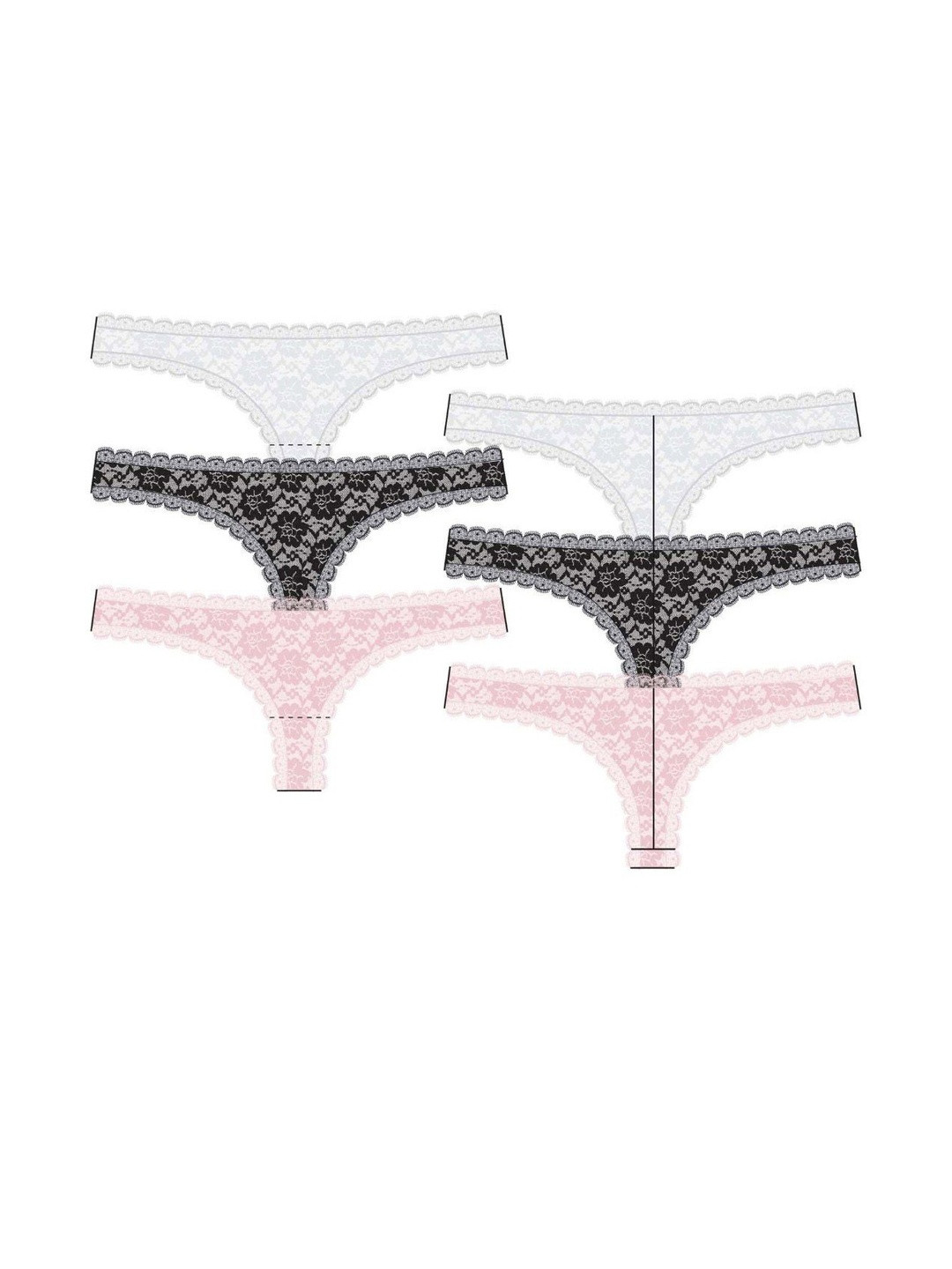 GUESS Pack Of 3 Self Design Lace Thong Briefs O5RG16KC5L0F68S