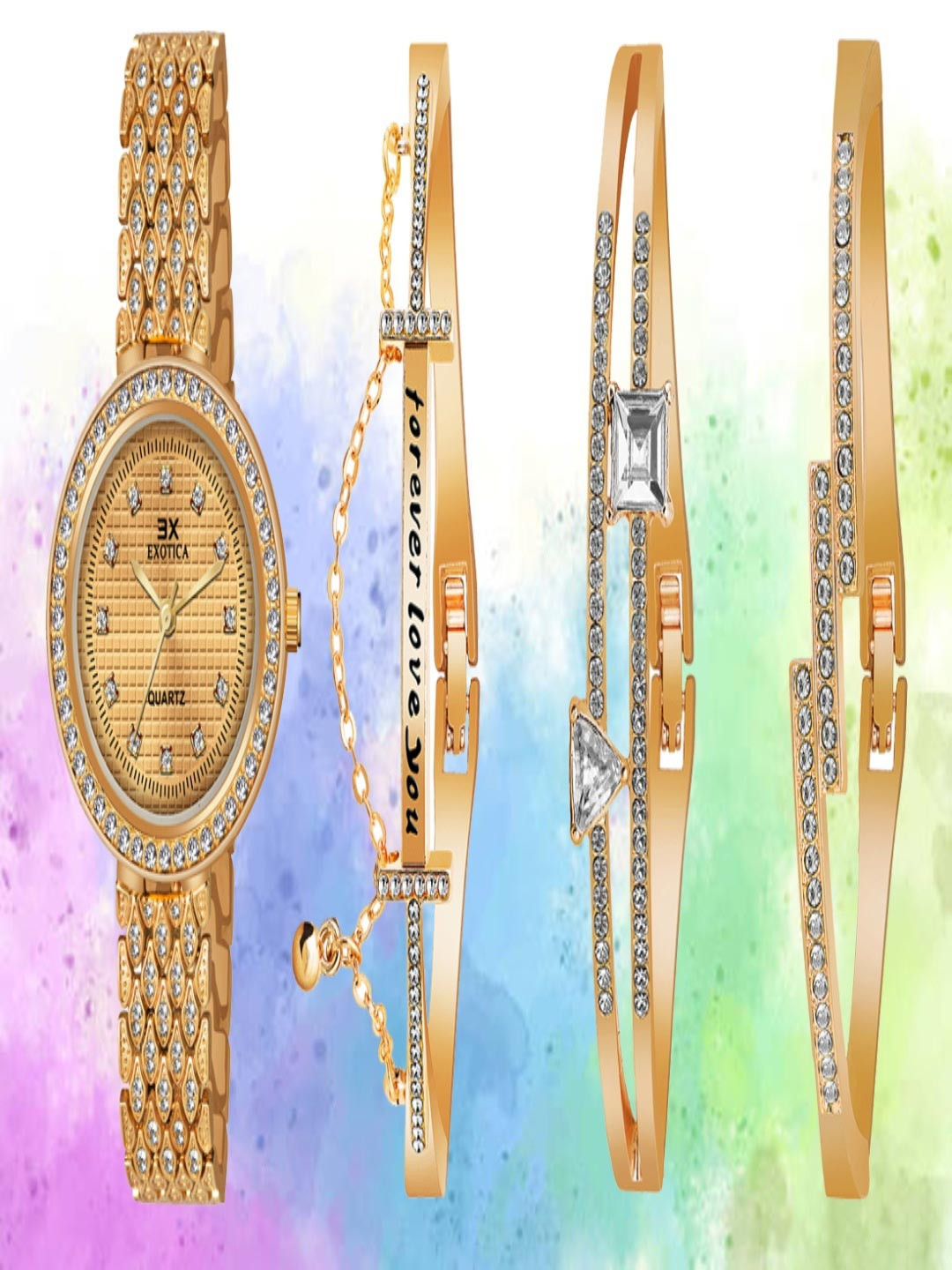 Exotica Fashions Girls Wrist Watch with Matching Bangles Analog Watch EX-2518