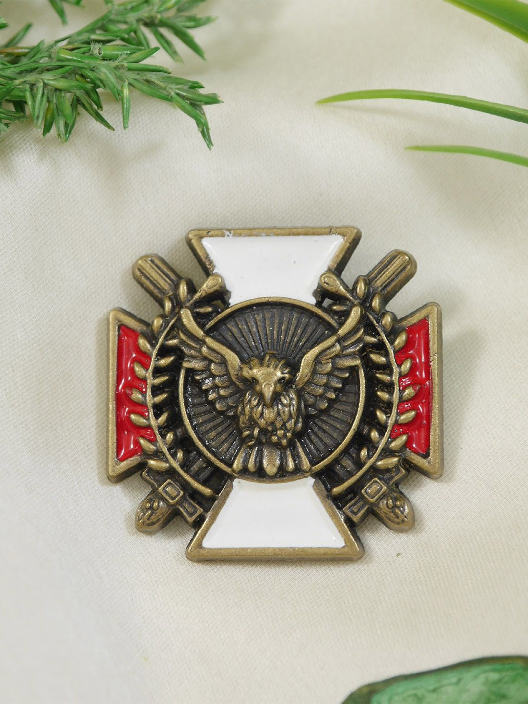 ADORN Men Military Eagle Cross Patriotic Vintage Statement Brooch