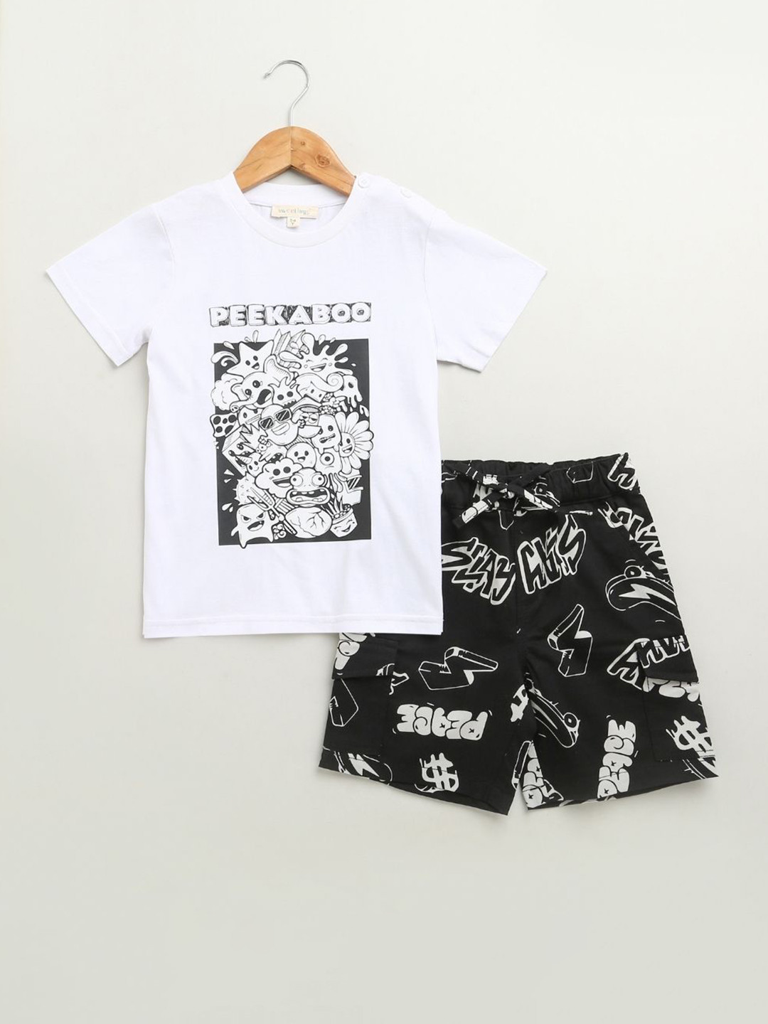 Sweetlime By AS Kids Printed Round Neck T-Shirt With Shorts
