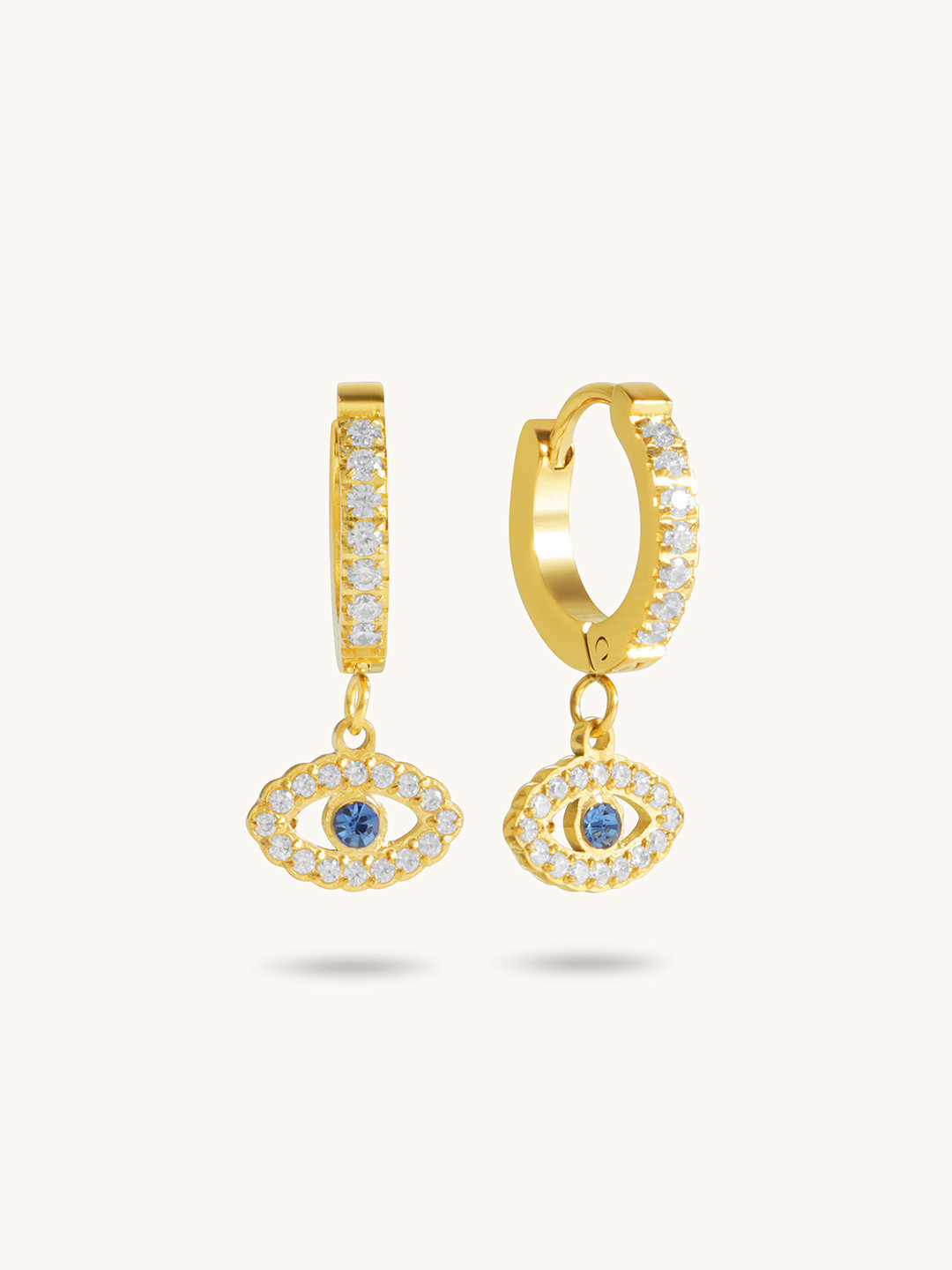 Elinor Jewels Nazar 18K Gold Plated Diamond Huggie Earrings Lightweight