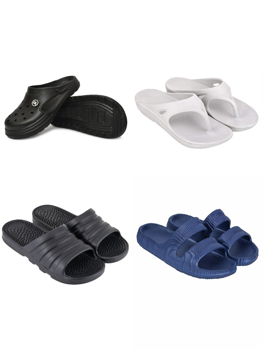 Feel alive Men Set of 4 Ultra-Comfortable, Lightweight EVA Flip Flops for Everyday Use
