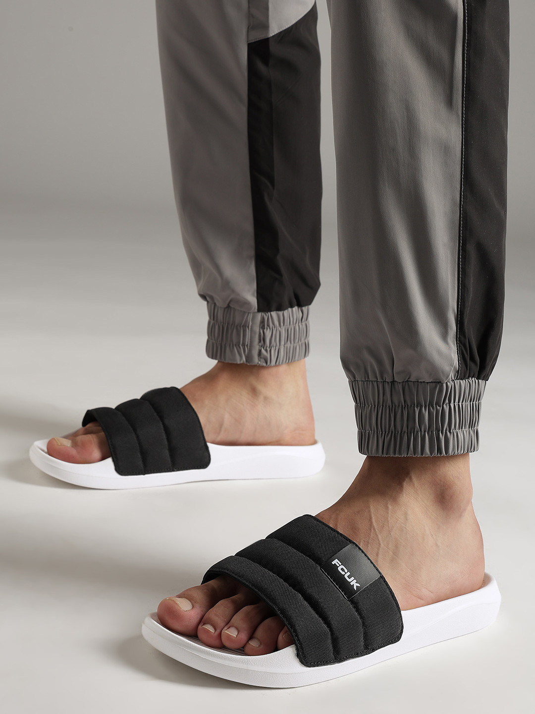 FCUK Men Solid Sliders With Brand Logo Detail