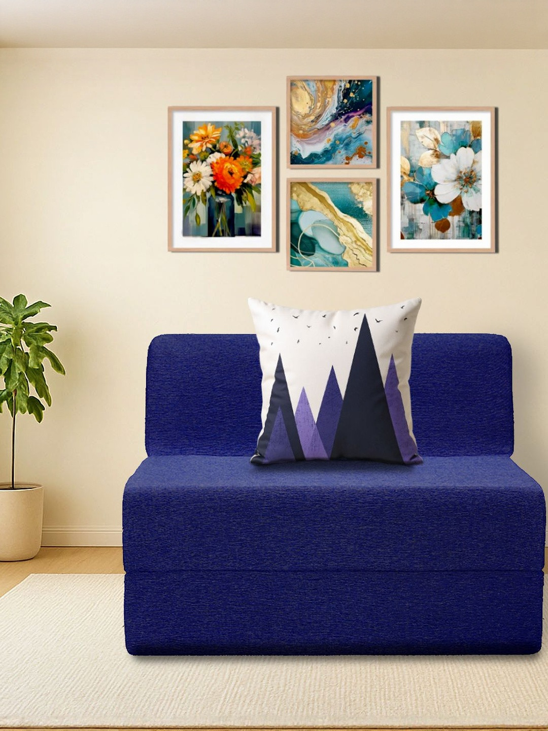 Clex Blue Lightweight Versatile Sofa Cum Bed