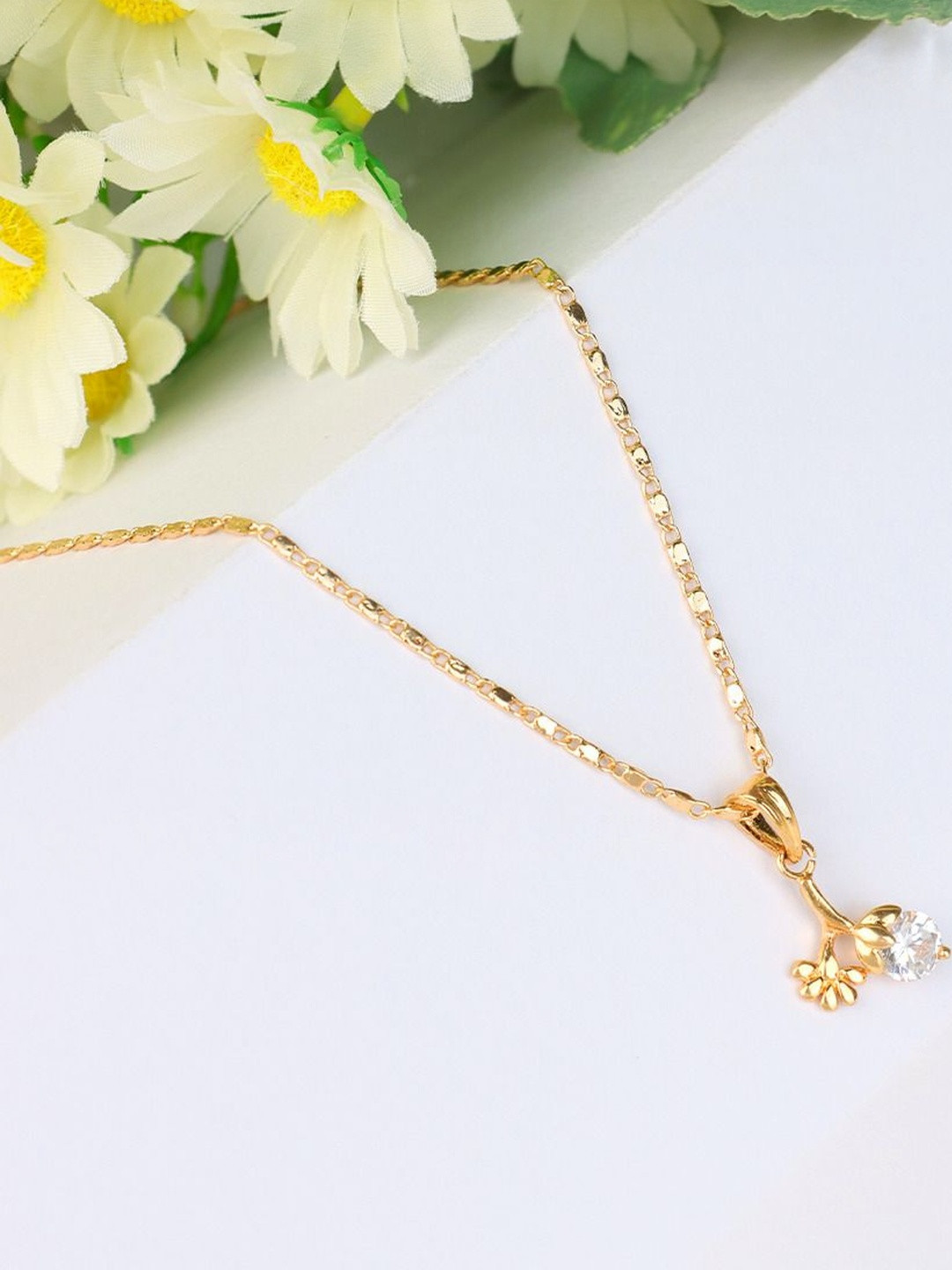GARNISHA Gold-Plated Tree Shaped Pendant Chain