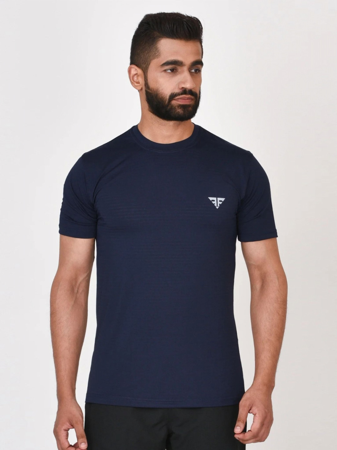 BRUTE FORCE Men Dry Fit Self Design Round Neck Slim Fit T-shirt