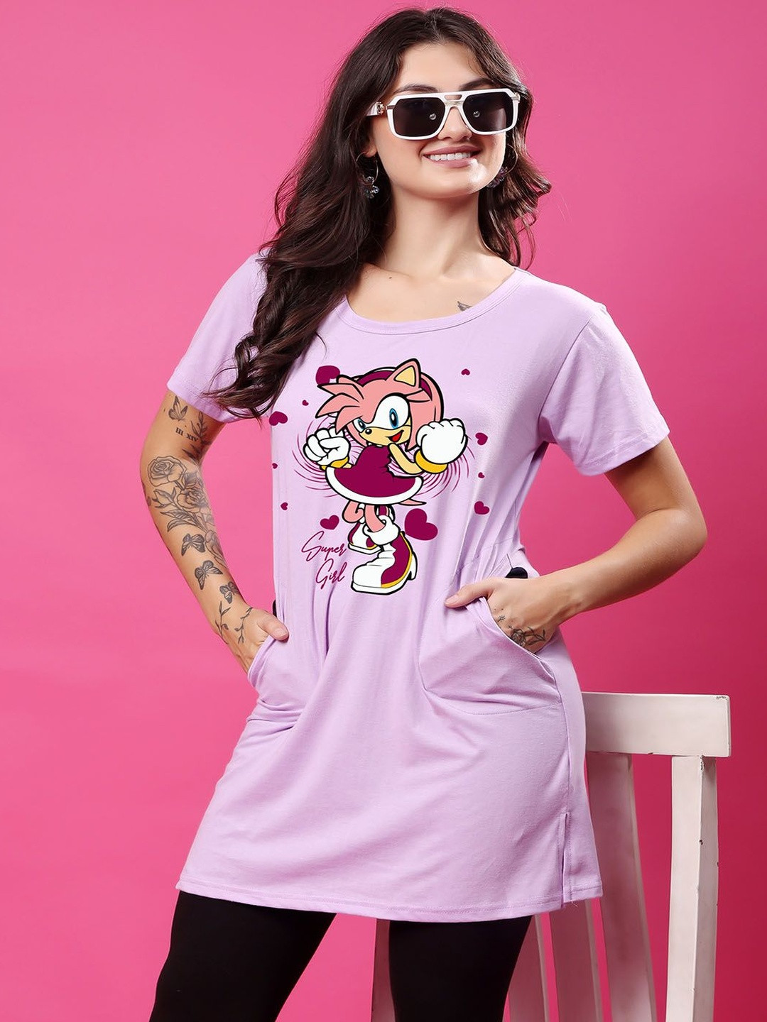 CORSICA Women Printed Bio Finish Pocket Pure Cotton T-shirt