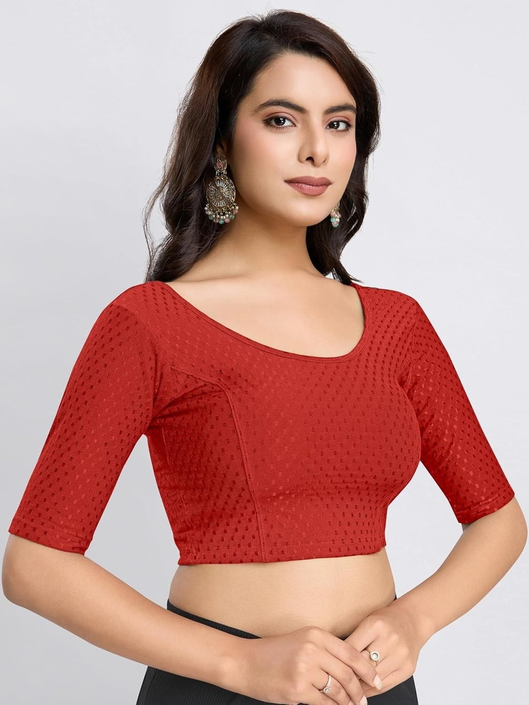 SHREEJI DESIGNER Round Neck Sleeveless Saree Blouse