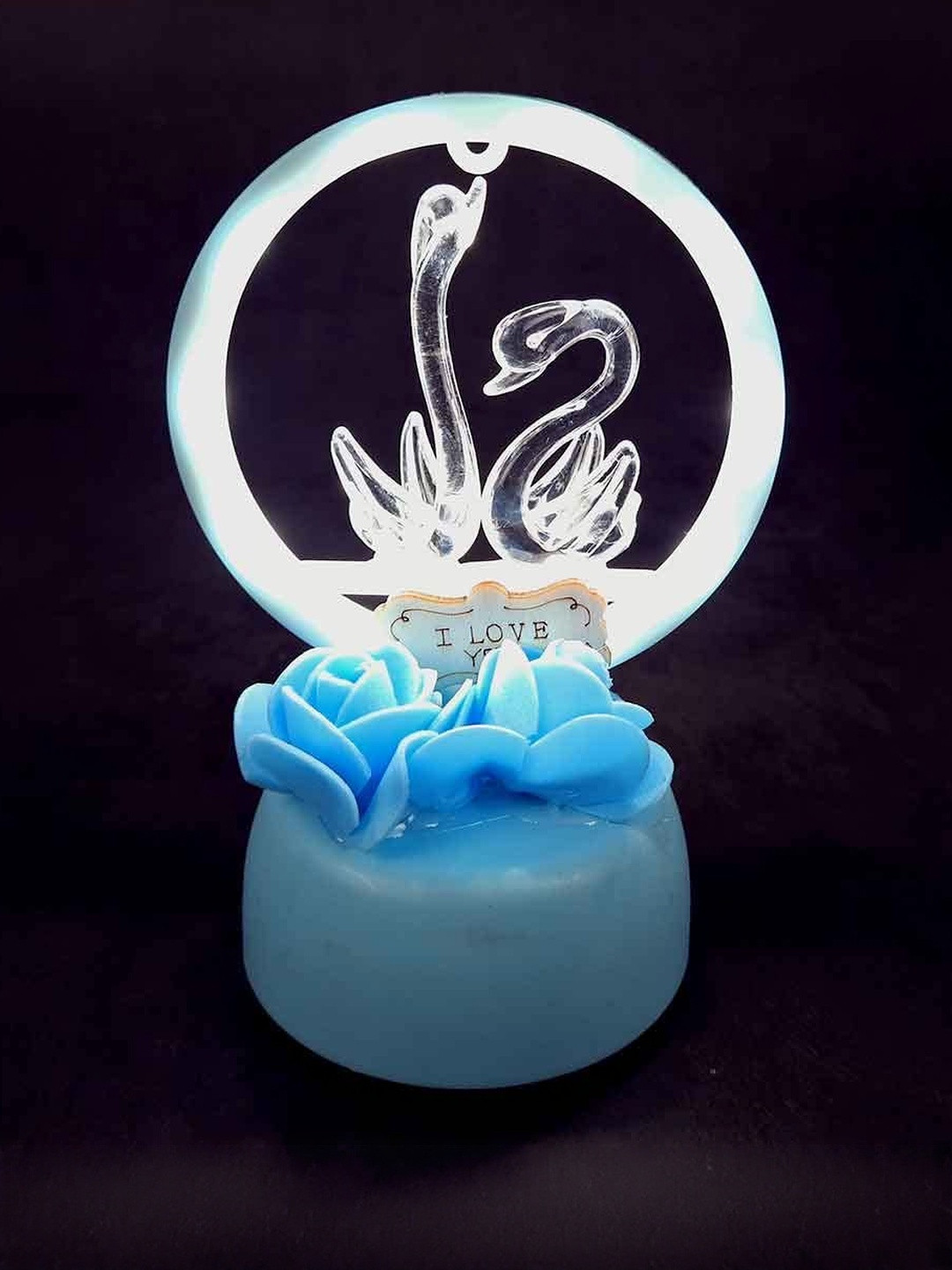 Apka Mart Blue Swan Design Light Showpiece