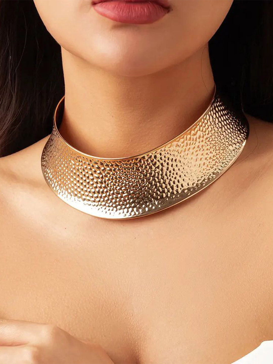 Shining Diva Fashion Gold-Plated Choker Necklace
