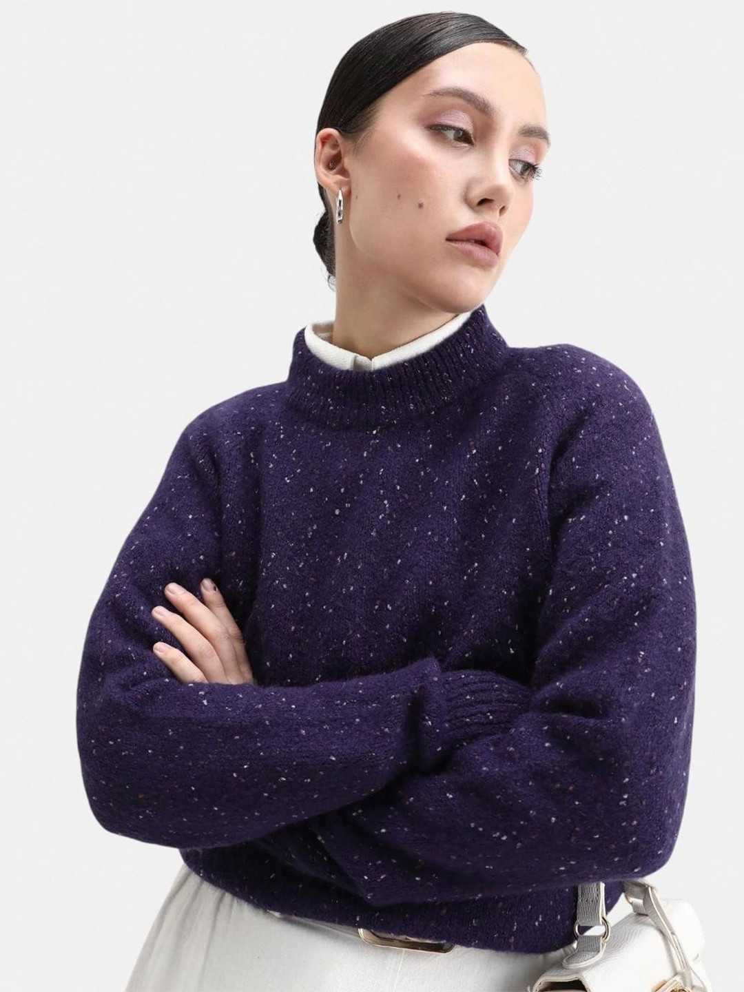 RAREISM Women Tinzol Dark Purple Sweater Vest