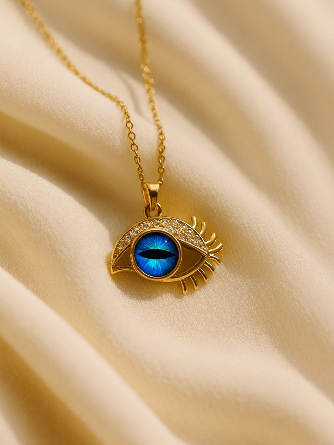 RaasRani Women Bold Blue Evil Eye Pendant Neckpiece