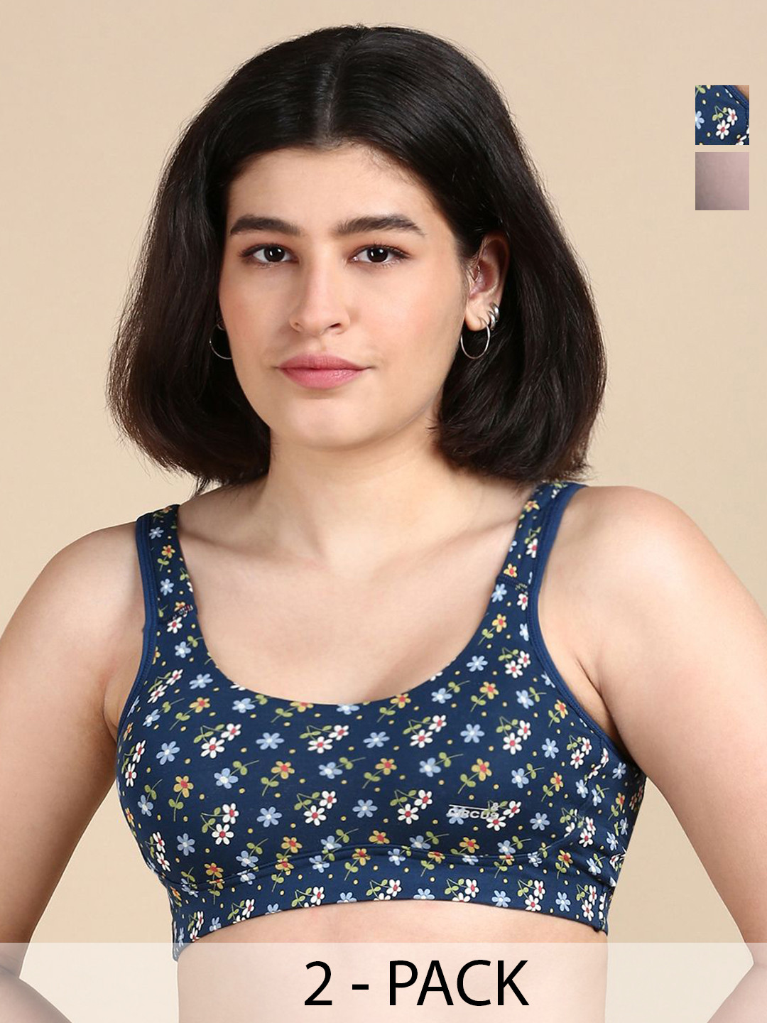 &CIRCUS Women Pack Of 2 High Coverage Non-Padded Moisture Wicking Micro Modal Lounge Bra