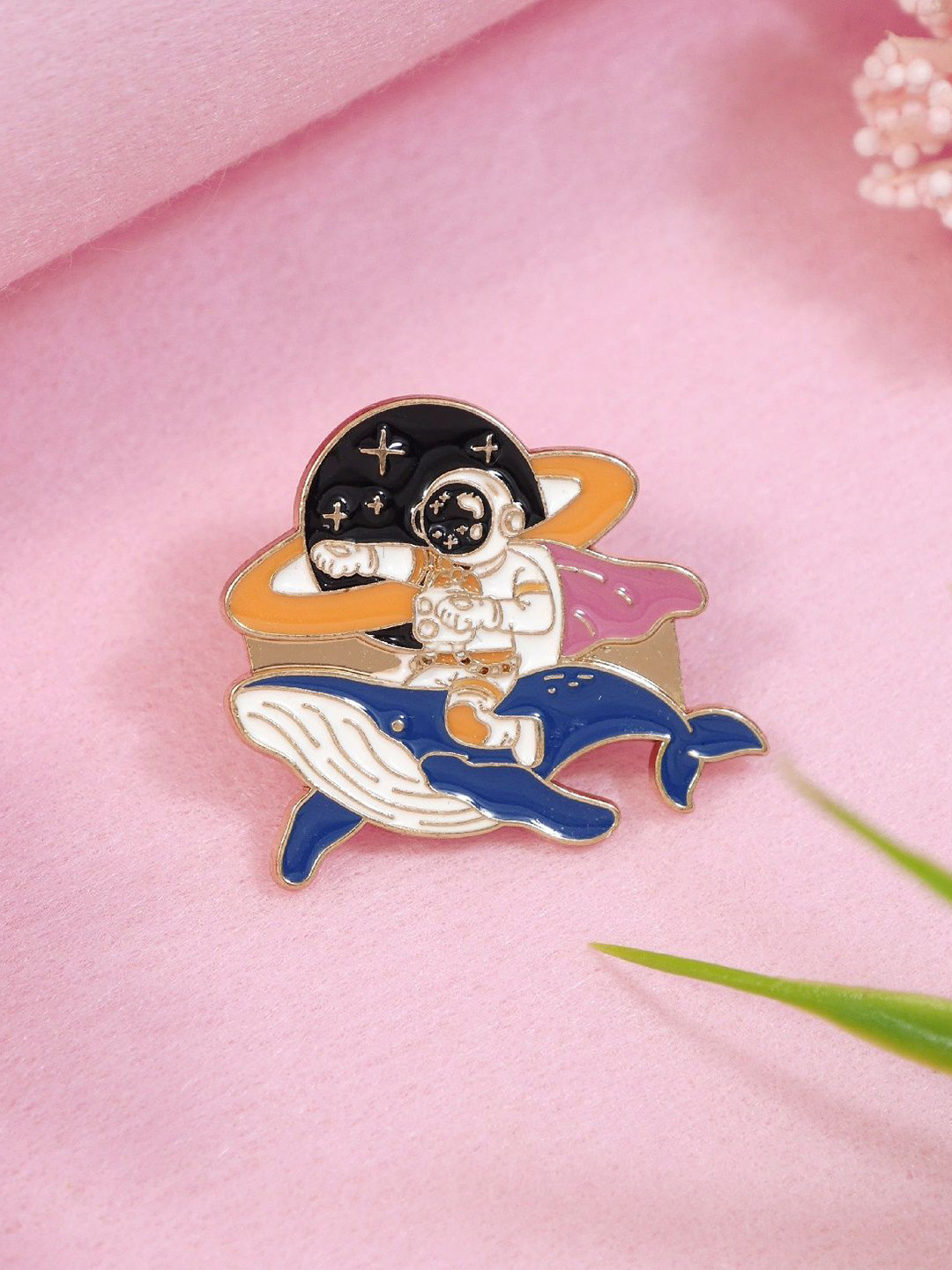 ADORN Unisex Whimsical Astronaut & Dolphin Brooch