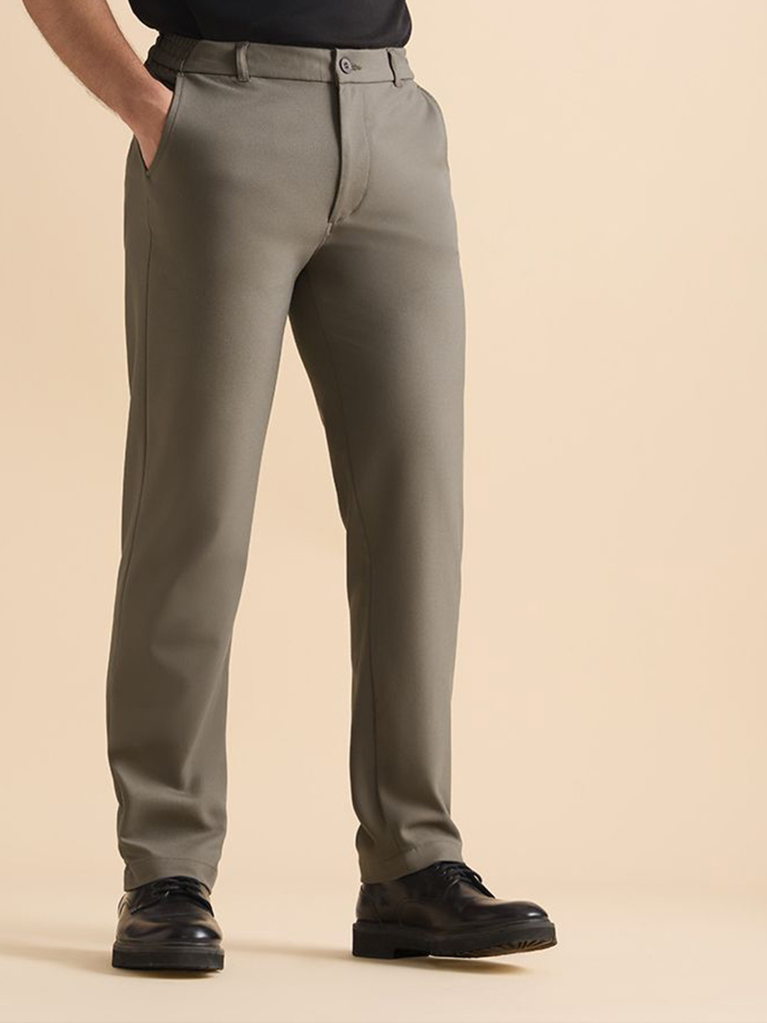The Souled Store Men Beige Classic Fit Super Pants