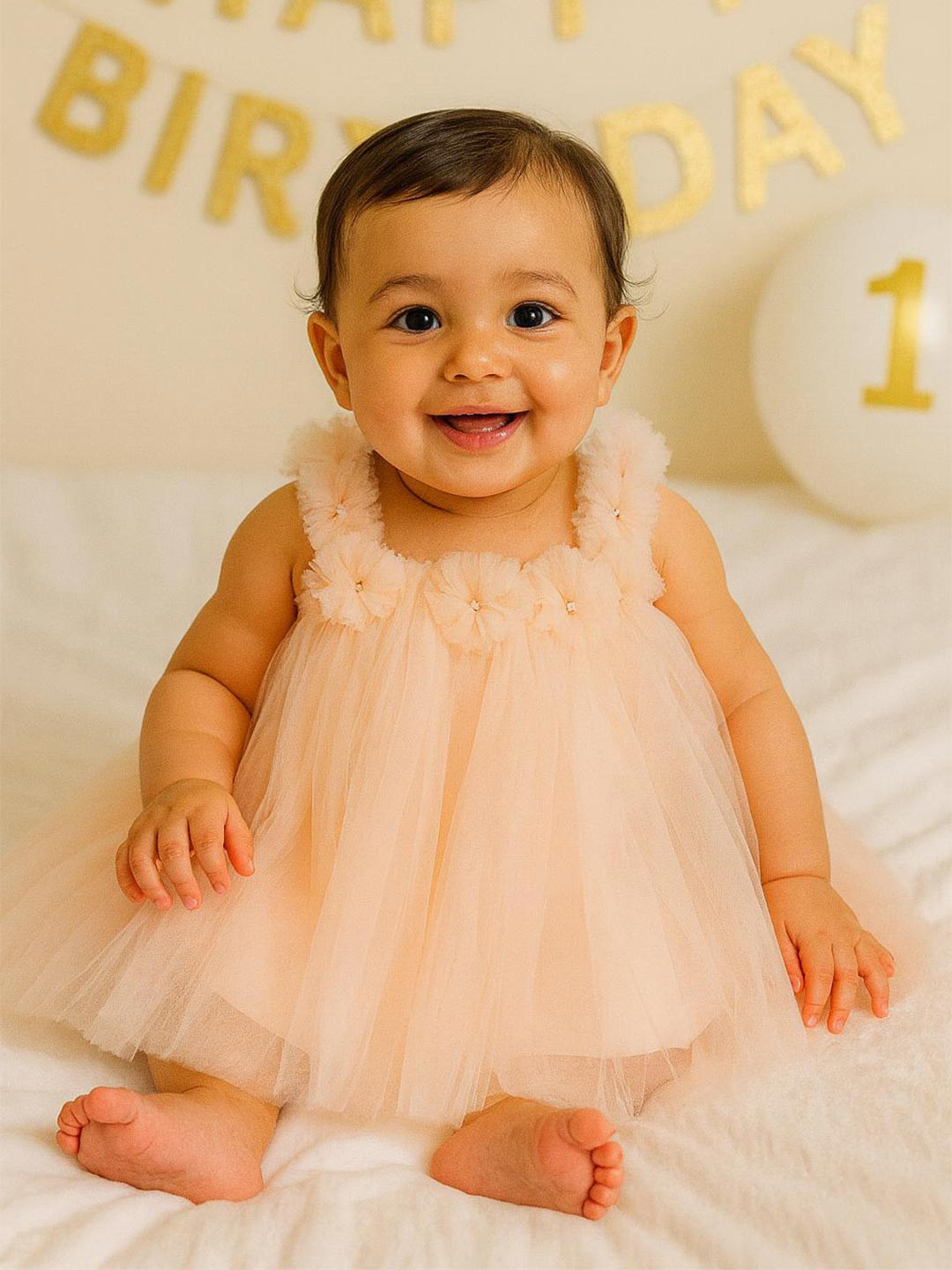 MeeMee Net Fit & Flare Partywear Frock Dress