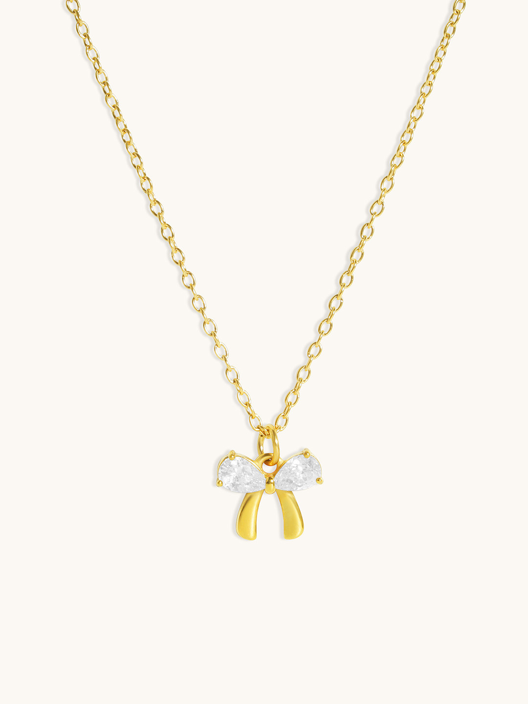 Elinor Jewels Women 18K Gold Plated Bow Diamond Necklace