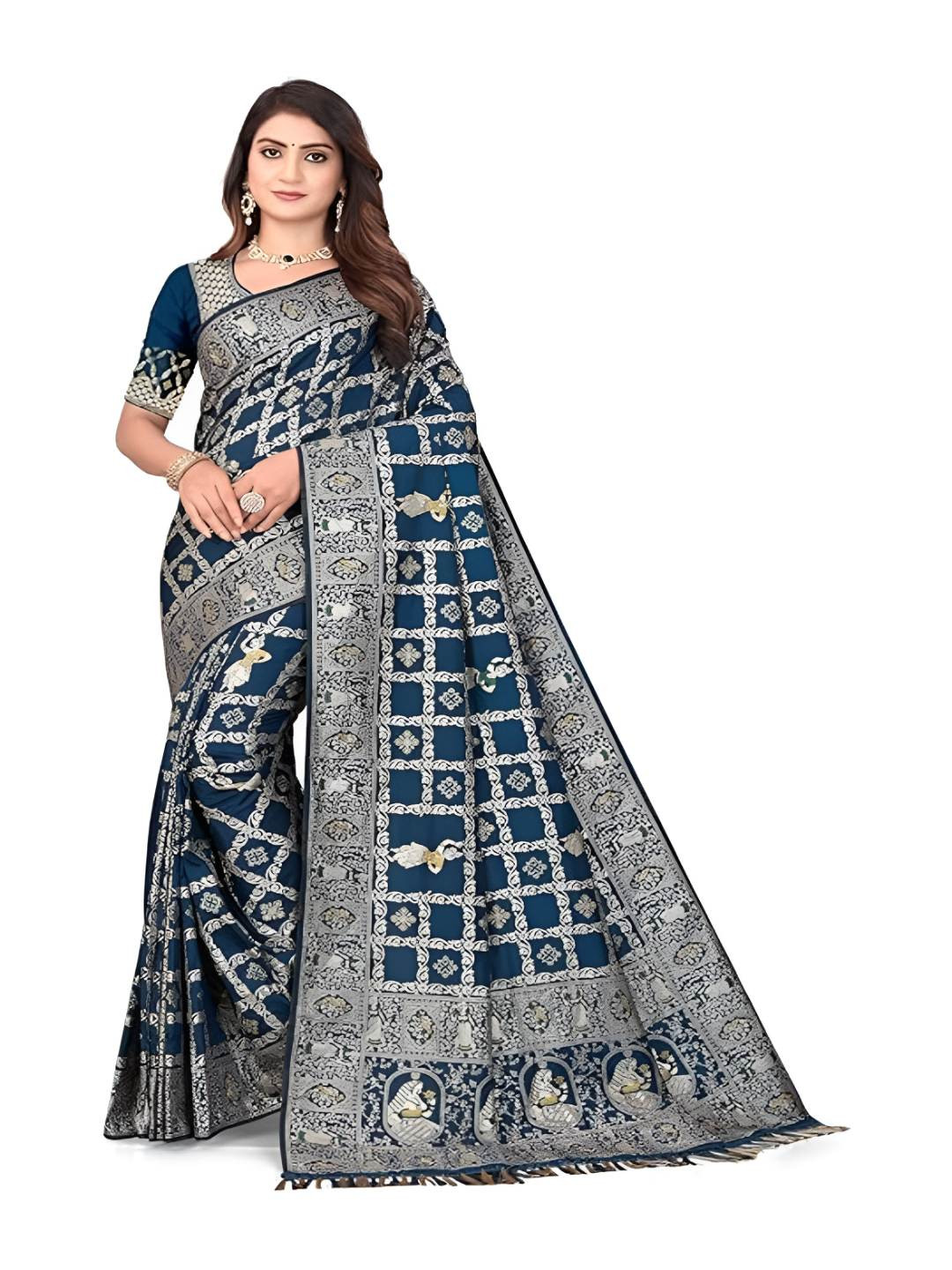 Bindi Fashion Woven Design Ethnic Motifs Zari Art Silk Banarasi Saree