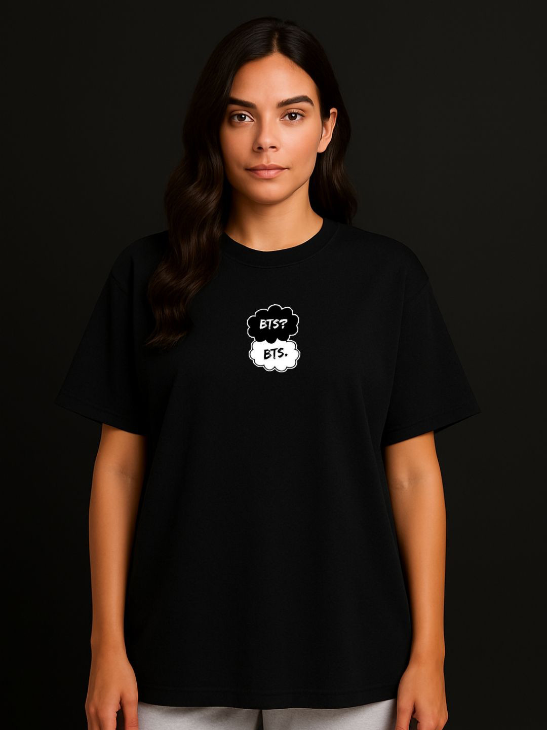 Anikmart Women BTS Dri-FIT Typography Printed Round Neck Cotton Oversized T-shirt