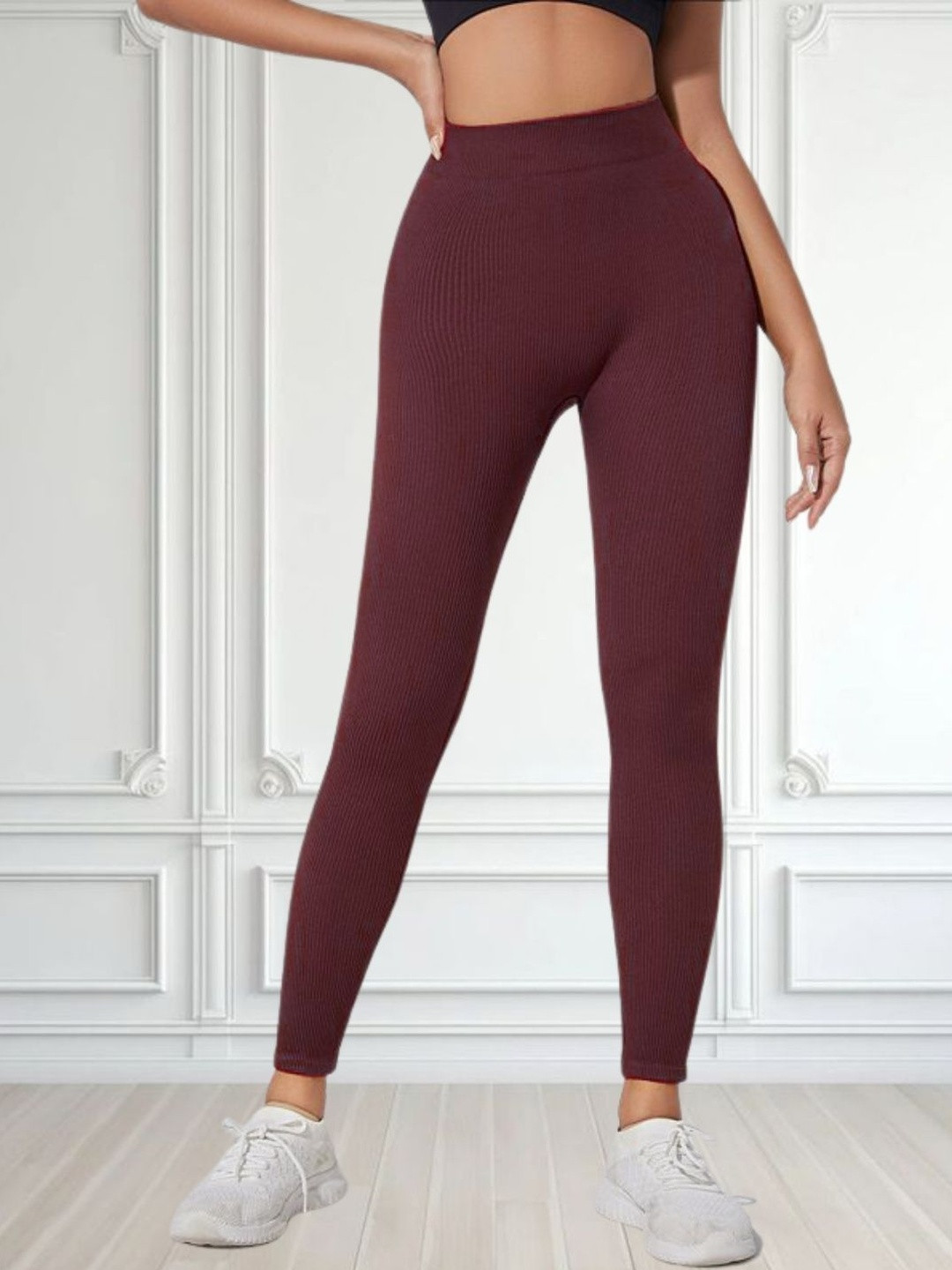 Moda Rapido Women Wine Stretchable Cotton Lycra Blend Casual Jegging