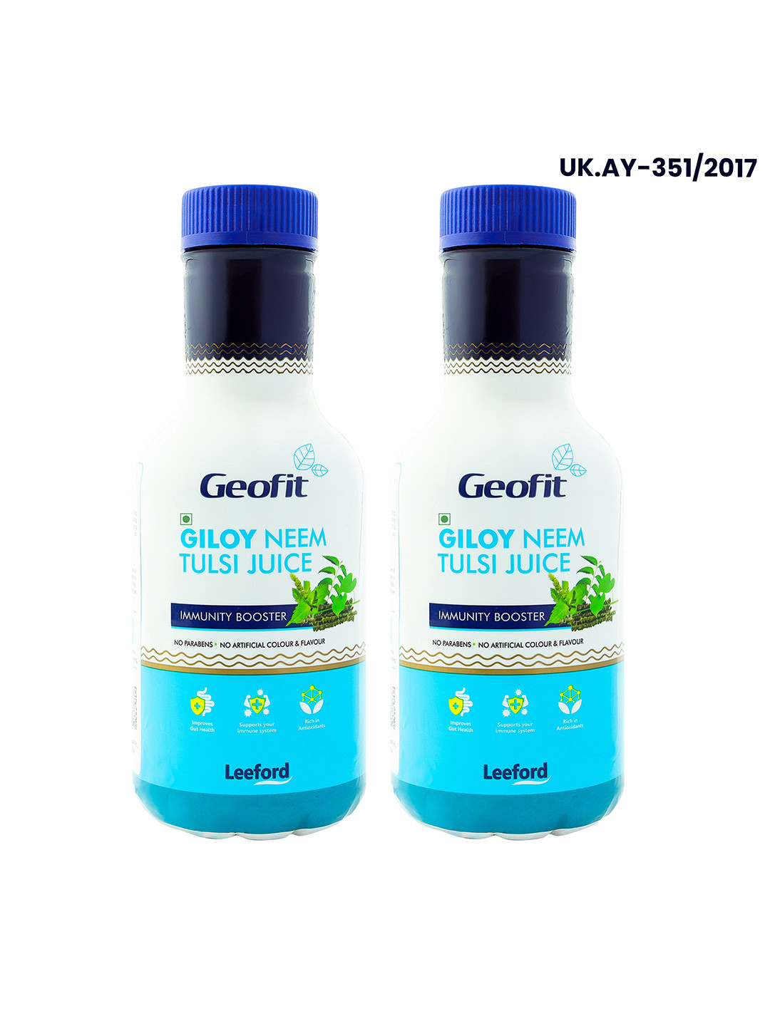 Geofit Set Of 2 Giloy Neem & Tulsi Juice- 500 ml Each