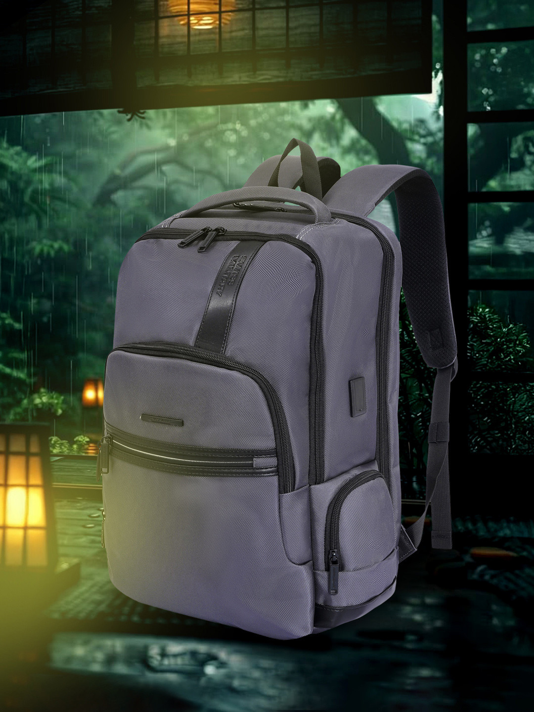 SWISS MILITARY Unisex Textured Backpack with USB Charging Port