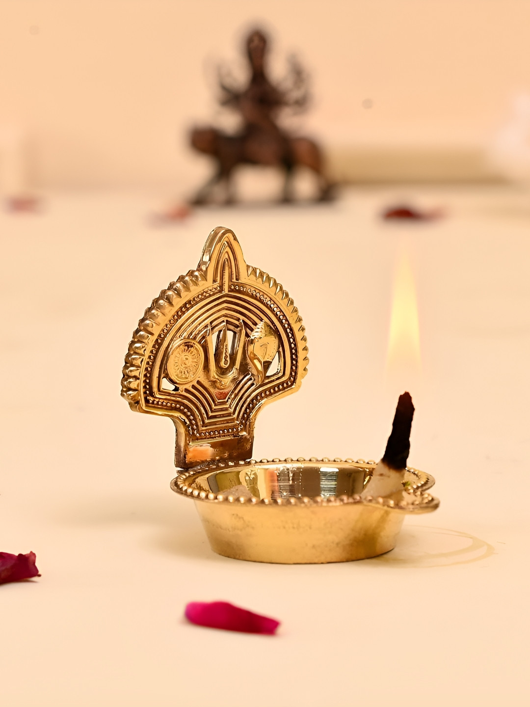 CraftVatika Gold Toned Kamakshi Tilak Diyas For Pooja