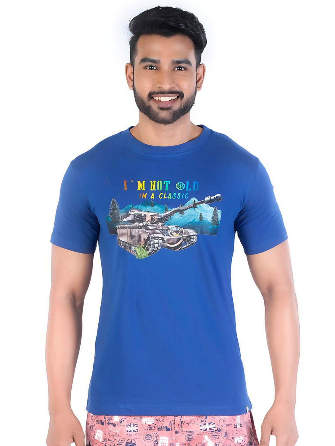 COLORS by Rupa Frontline Men Moisture Wicking Graphic Printed Cotton Slim Fit T-shirt