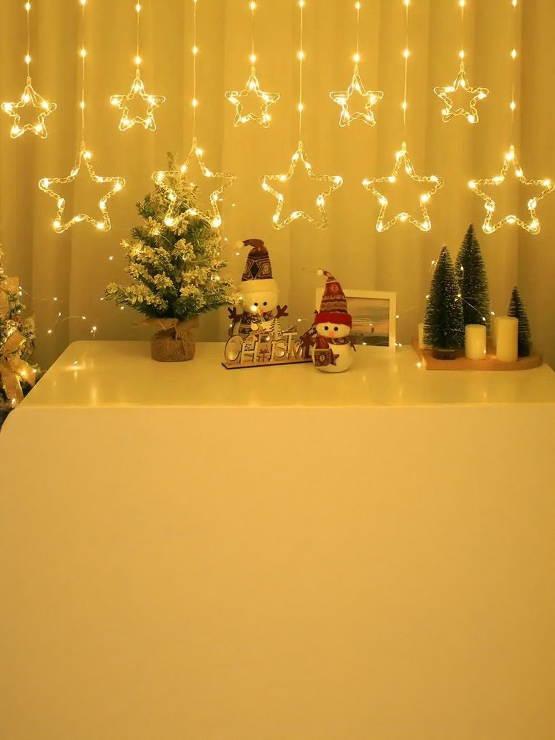 ASIDEA 12 Stars LED Plastic Corded Electric Curtain String Lights for home decoration