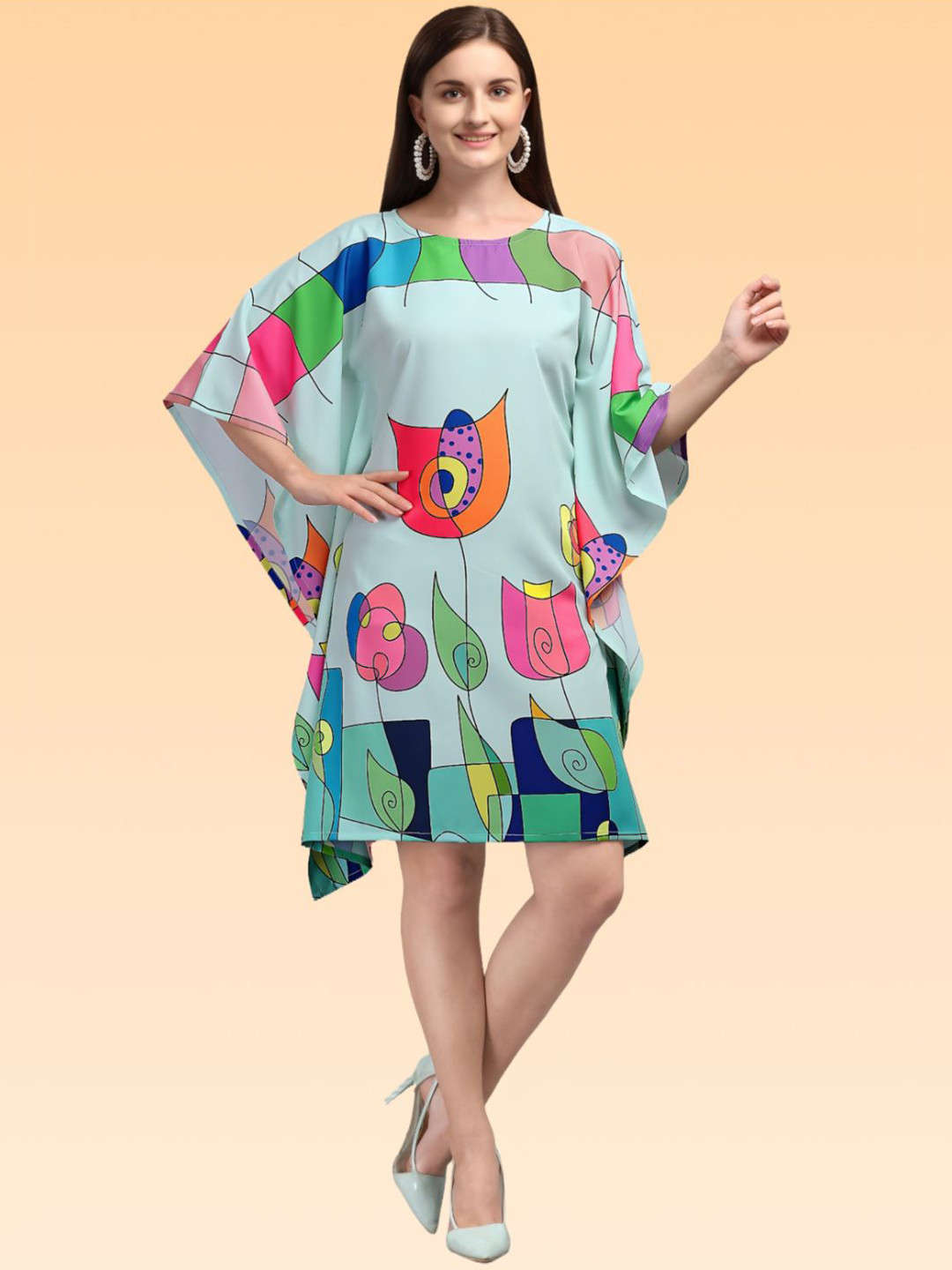 SilkSutra Women Printed Kimono Sleeve Kaftan Top