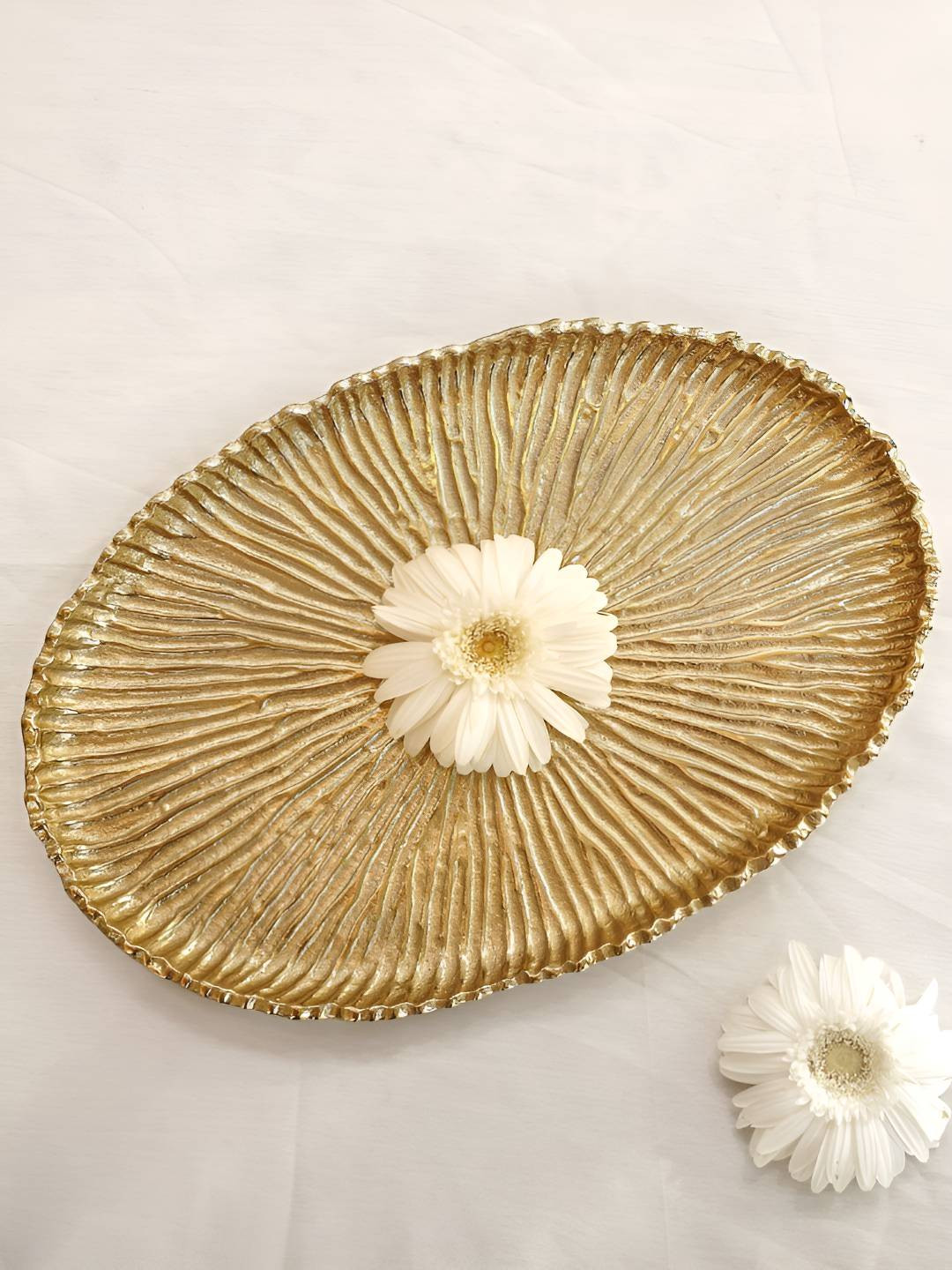 BEHOMA Gold-Toned  Aluminium Hand-Painted Serving Tray