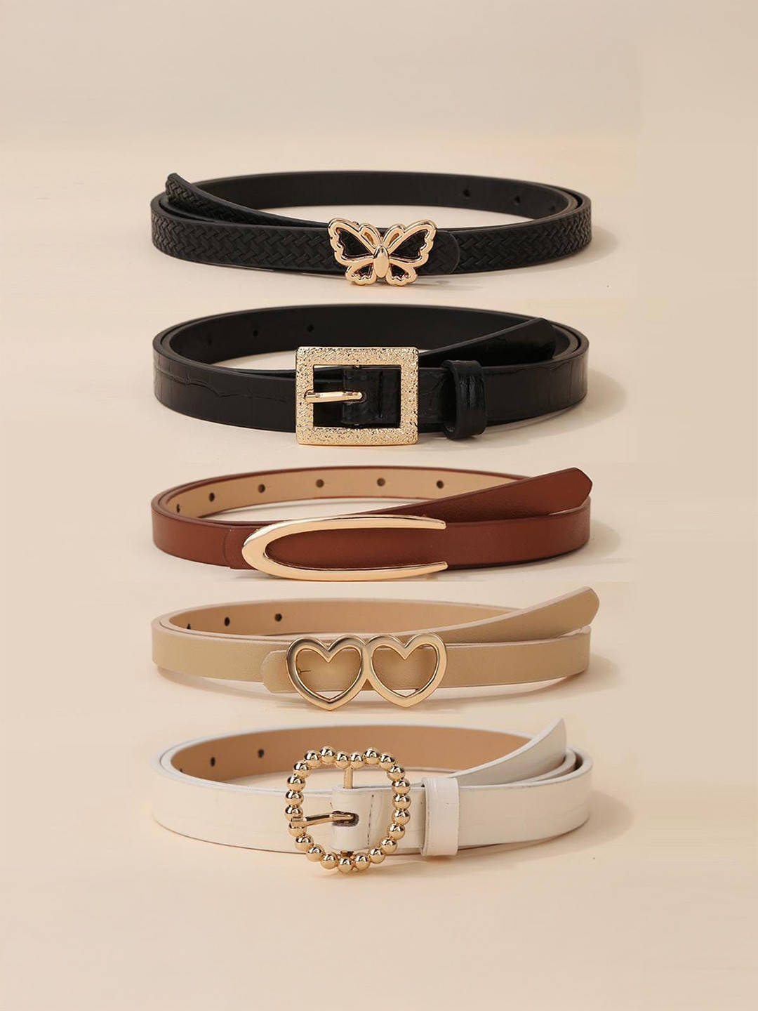 Shining Diva Fashion Women Pack Of 5 Leather Belt