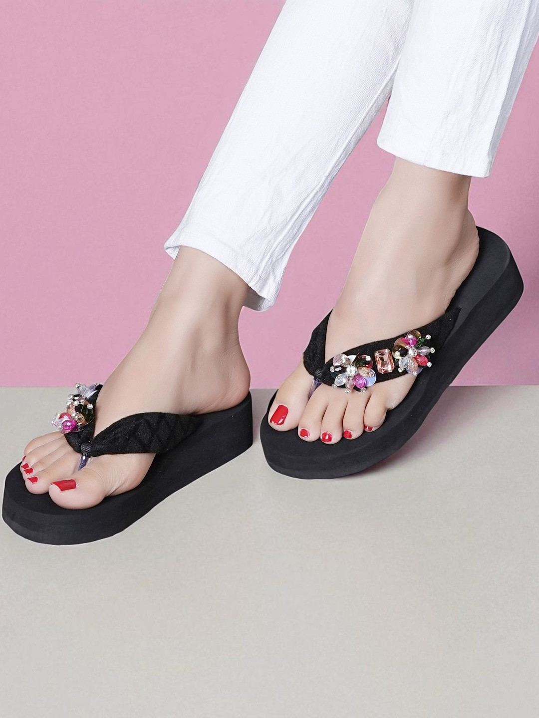 LOVEHUSH Women Black Doctor Ortho Super Soft Anti-Skid Heels Slipper