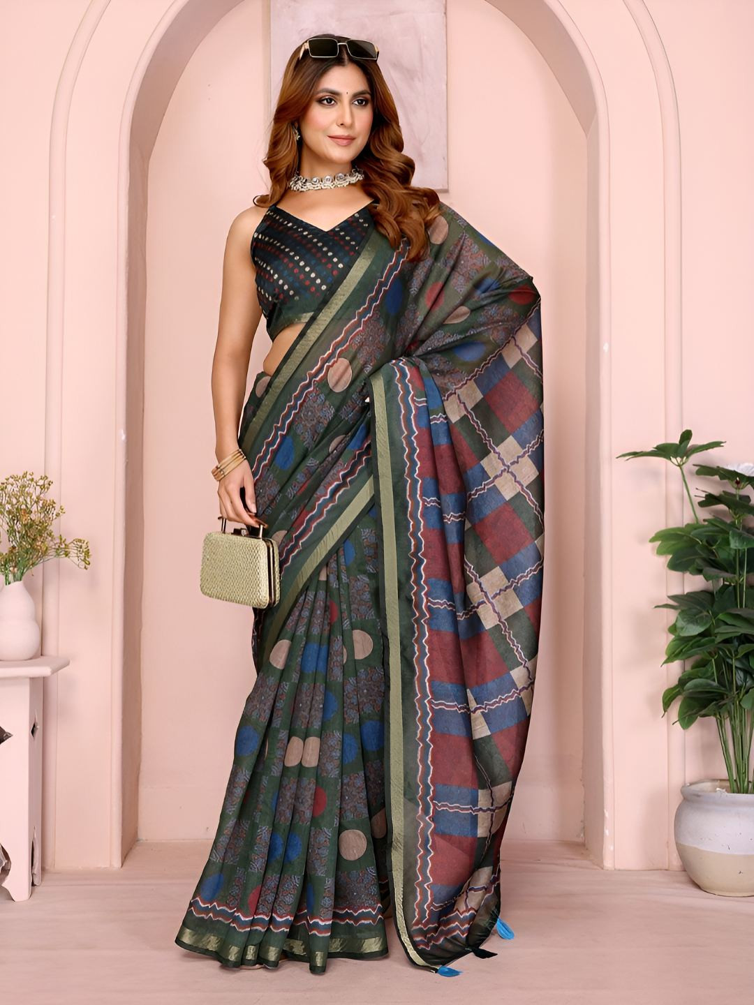 TANU CREATIONS Geometrc Printed Saree