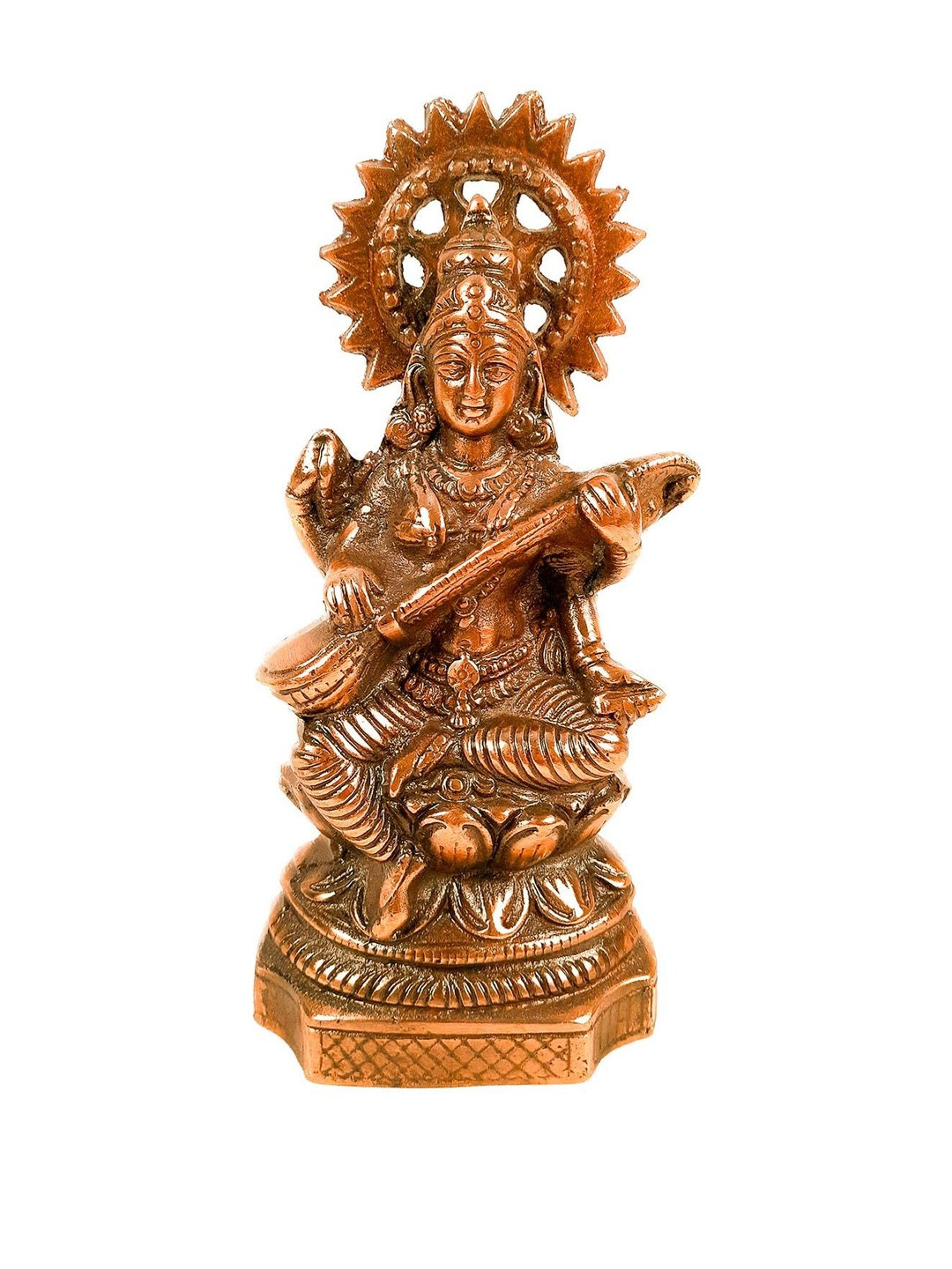 apka mart Bronze-Toned Goddess Saraswati Alloy Statue