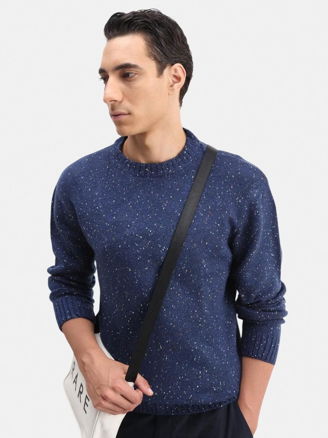 RARE RABBIT LOMO Men Self Design Pullover Sweater