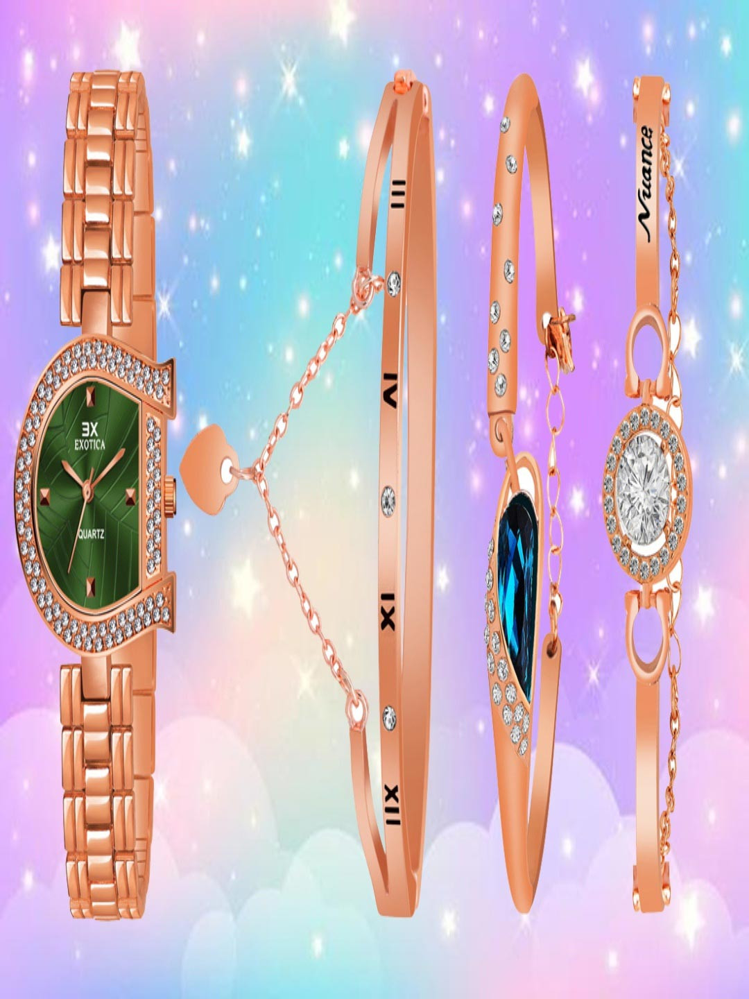 Exotica Fashions Girls  Wrist Watch with Matching Bangles Analog Watch EX-2591