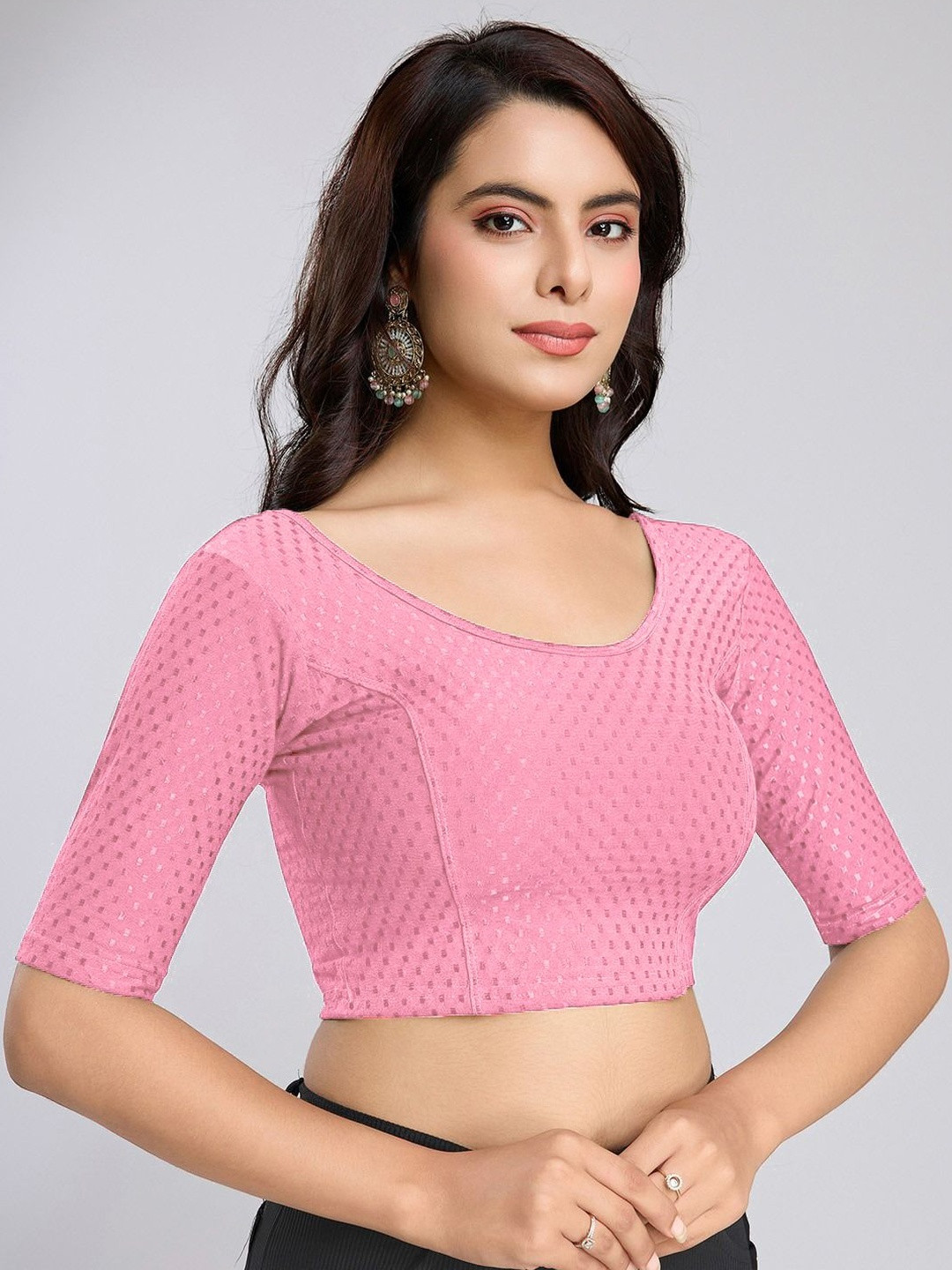 SHREEJI DESIGNER Woven Design Fully Strechable Cotton Saree Blouse