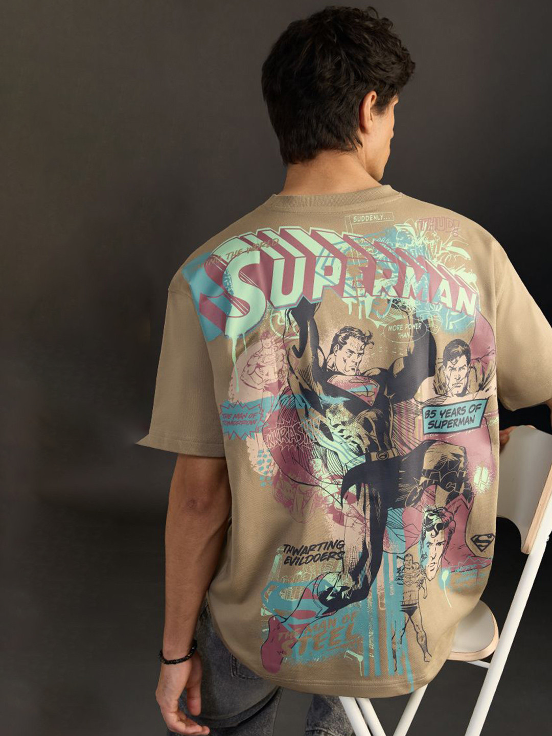 The Souled Store Supeman Fight For Good Printed Pure Cotton Oversized T-shirt