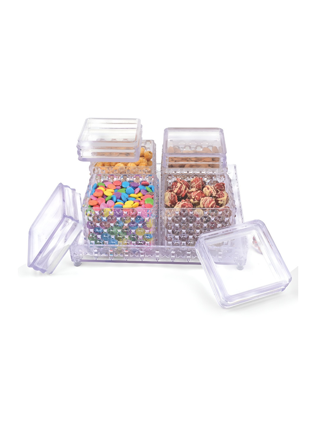 SignoraWare Transparent 4 Pieces Plastic Serving Tray