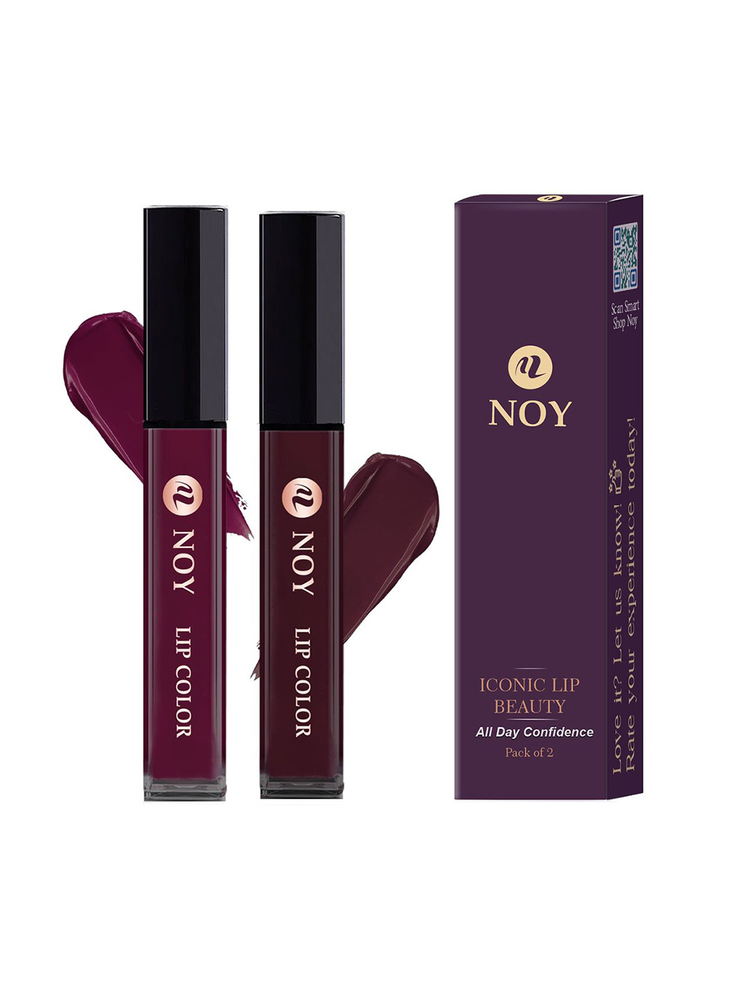 NOY Set Of 2 Matte Finish Waterproof Liquid Lipsticks - 4 ml Each - Wine & Coffee Wine