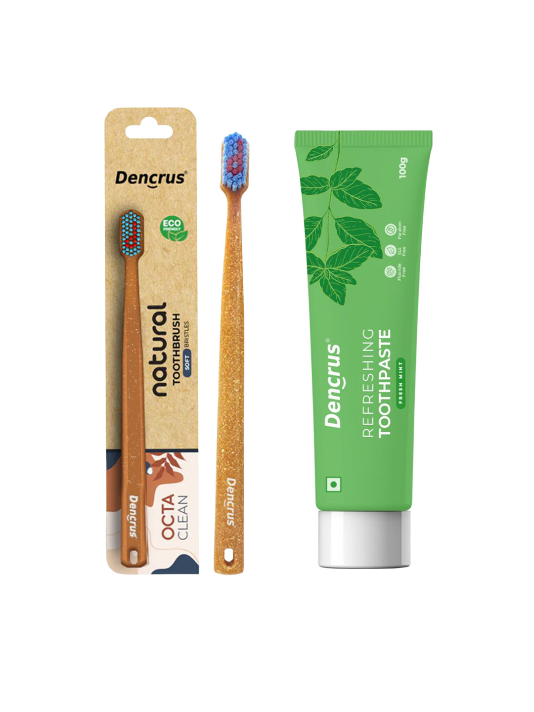 Dencrus Octa Clean Bamboo Toothbrush With Mint Toothpaste - 100 g