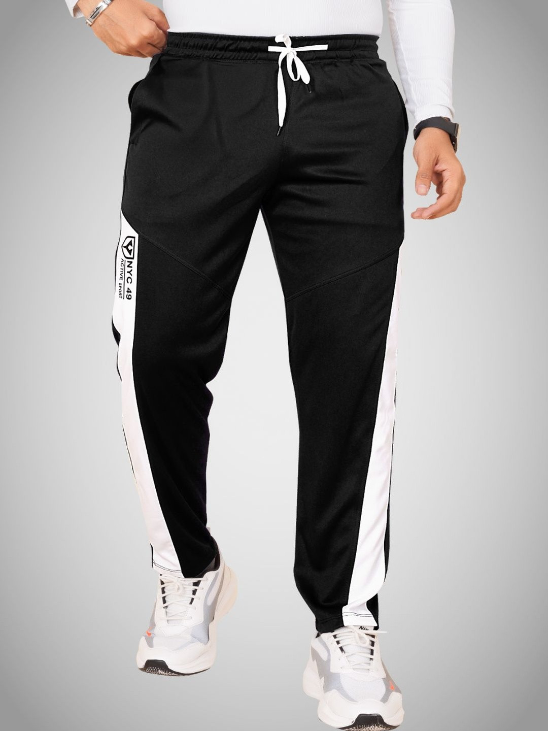 Yazole Men NYC 49 Collection Typography Printed Regular Fit Track Pants