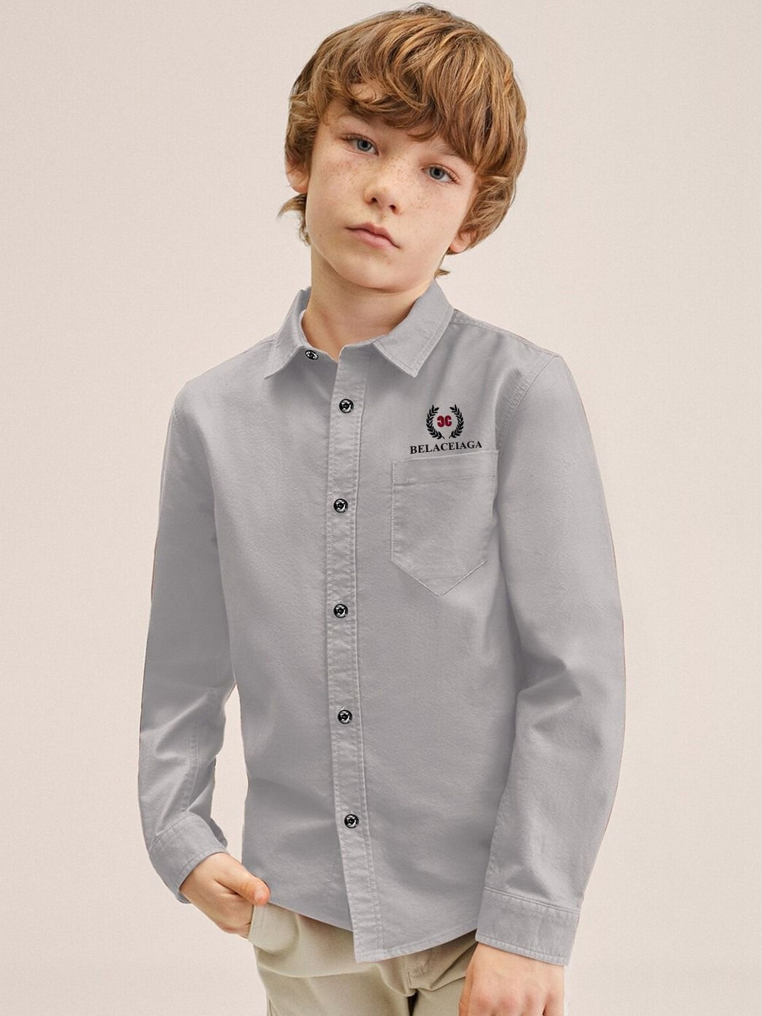 Hikuj Boy Grey Long Sleeves Casual Shirt