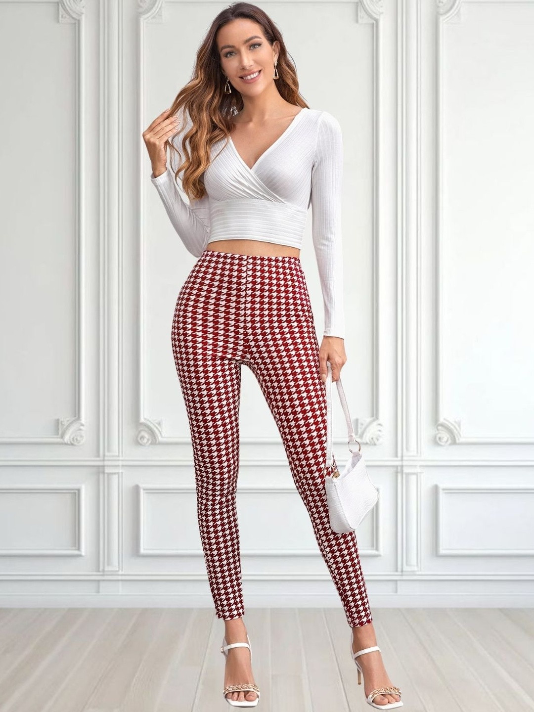 Moda Rapido Women's Red Stretchable Cotton Lycra Blend Casual Jegging