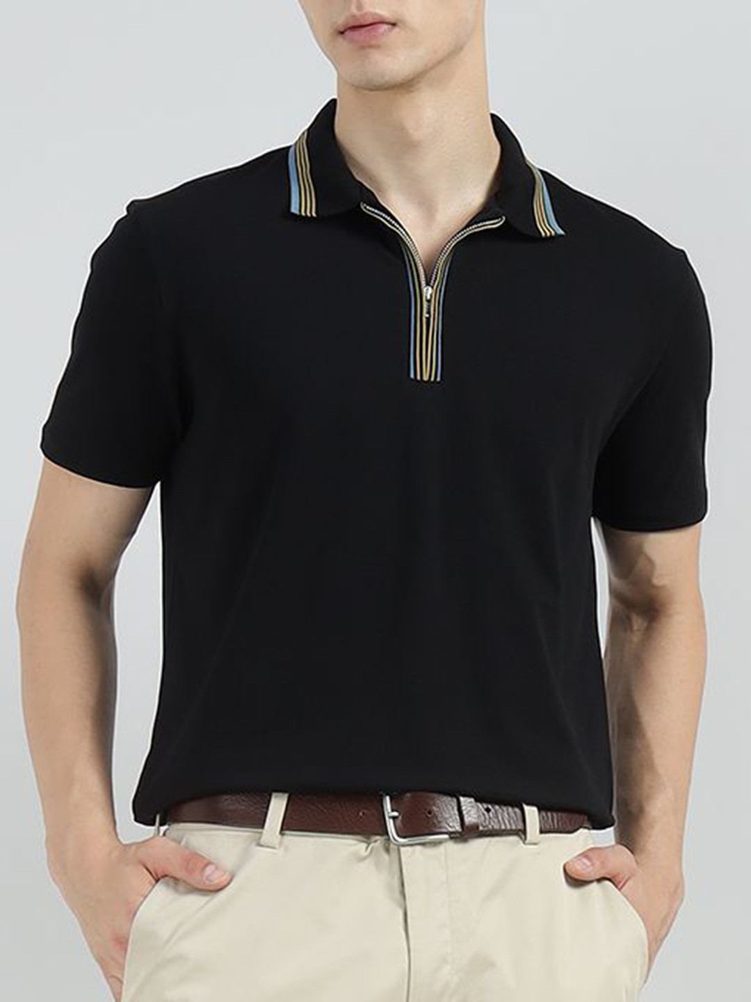 PS By Paul Smith Men Solid Polo Collar Pure Cotton T-shirt